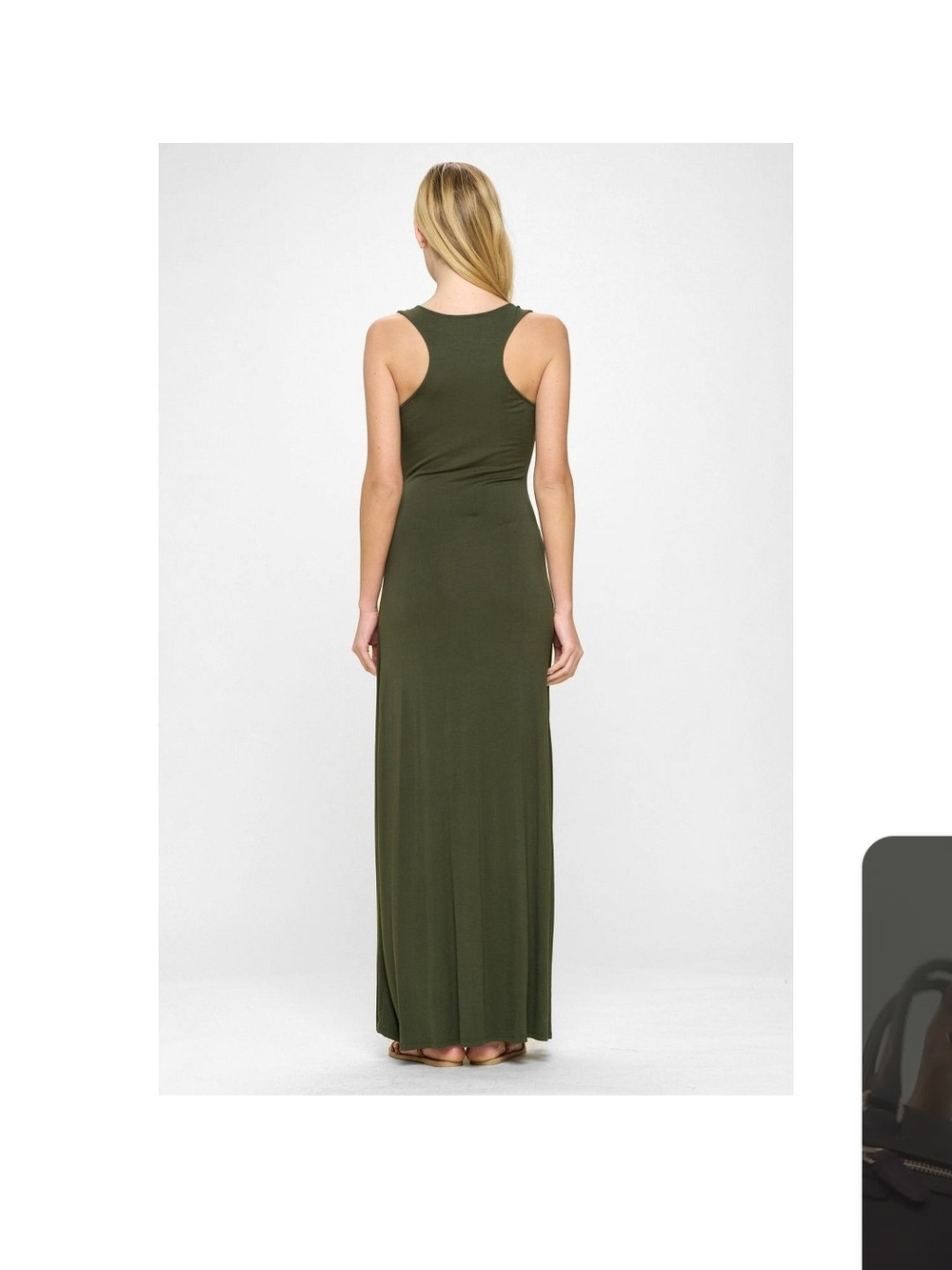 The WEST K Kelly Knit Racerback Maxi Dress in Olive (Size Large) - Picture 2 of 5